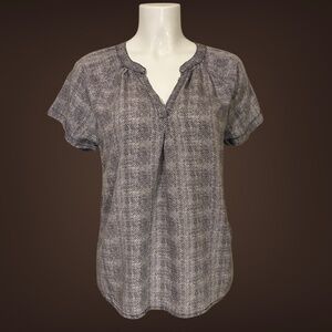 Women's G.H. Bass Black & White Patterned Short Sleeve Blouse, X-Small